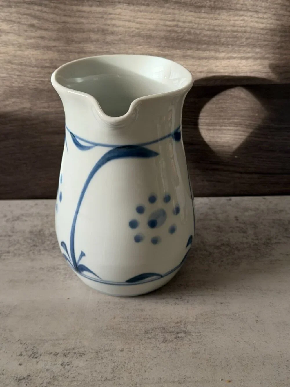 Vintage Tobe Ware Blue Sun Japan Baizan Kiln Ceramic Pitcher Hand Painted 6.5